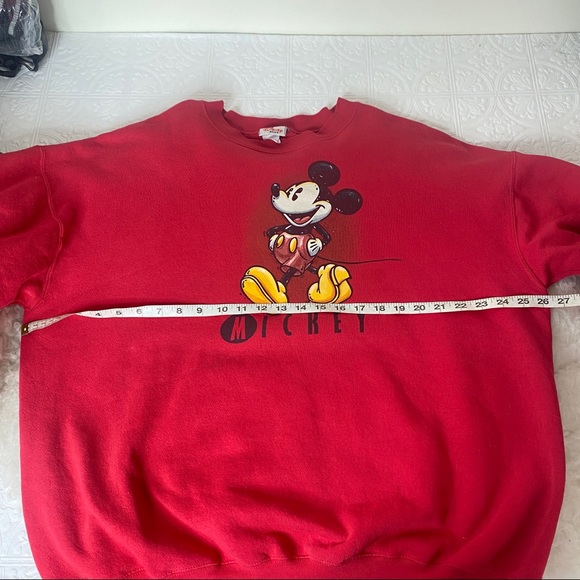 Vintage Mickey Disney store sweatshirt crew neck vintage red Mickey Mouse crew - Picture 7 of 8